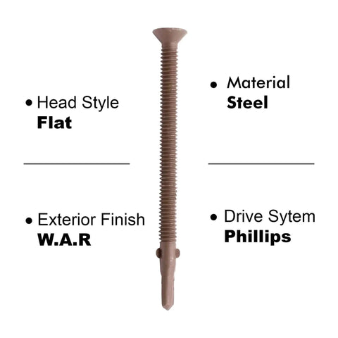 Self Drilling Wood To Metal Screws With Flat Torx Head Reamer For Attaching Wood To Metal, Quarter Inch By Twenty Threads