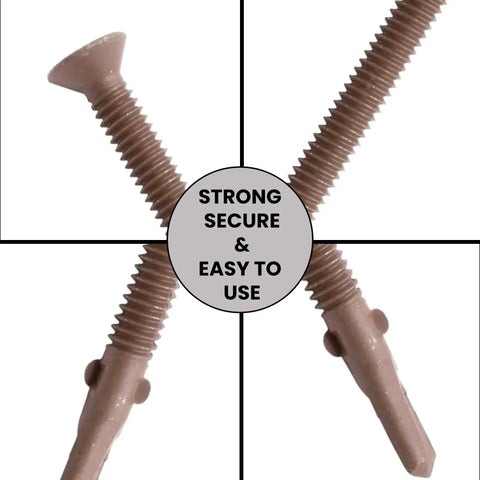 Self Drilling Wood To Metal Screws With Flat Torx Head Reamer For Attaching Wood To Metal, Quarter Inch By Twenty Threads, Four And Three Quarter Inch Length, Wings Tek Screws For A Tight Grip, Pack Of Ten U Turn Fasteners