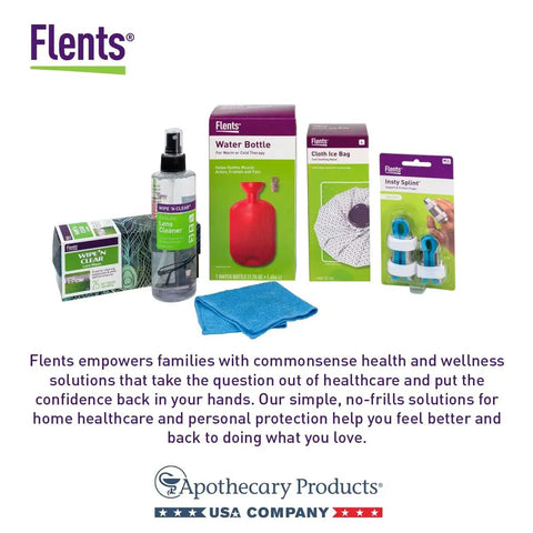 Assorted Flents health and wellness products including Wipe N Clear Basic Lens Wipes 100 Count Individually Wrapped for Travel