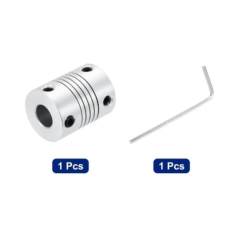 Flexible Aluminum Shaft Coupling 3mm To 8mm Bore 25mm Long 19mm Outer Diameter For Stepper Motors Encoders 3D Printers CNC Silver