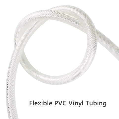 Clear braided PVC vinyl tubing, 3/8 in ID, 50 ft length.