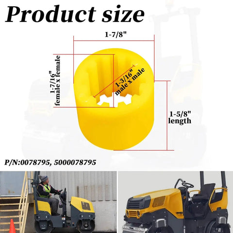 Flexible Coupler Sleeve For RD Series Rollers Compatible With Wacker Neuson RD880 RD11 RD16-100, Product Size Diagram