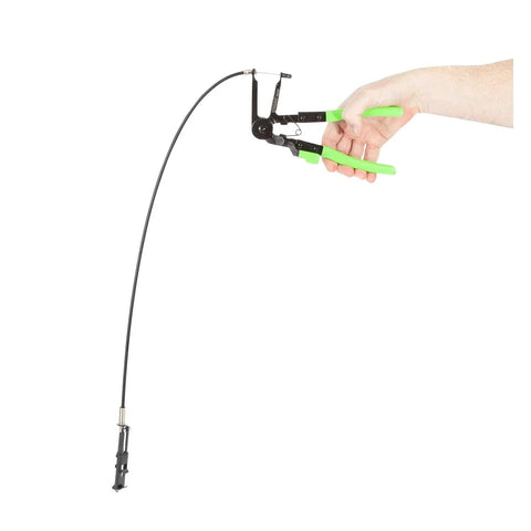 Flexible Hose Clamp Pliers For Automotive Radiator And Heater Hoses Install And Remove Spring Clamps In Hard To Reach Areas Flexible Cable Design With Multi Position Lock For Hands Free Use In Tight Engine Compartments held in hand