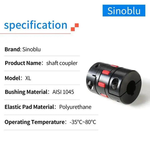 Built To Last Flexible Jaw Coupling With Elastomeric Spider For Medium And Large Equipment, 45 Steel Shaft Coupling in black and red