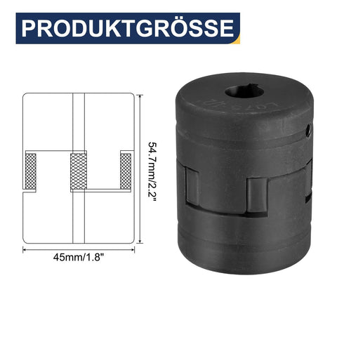 Flexible Three Piece L Jaw Coupling Set From One Half Inch To Seven Eighth Inch Bore With NBR Buna N Rubber Insert size diagram