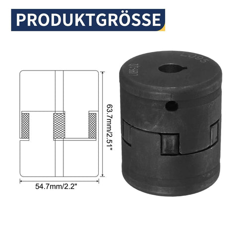 Flexible Half Inch To Half Inch L Jaw Coupling Set With Buna N NBR Rubber Spider includes diagram and dimensions 54.7mm x 63.7mm