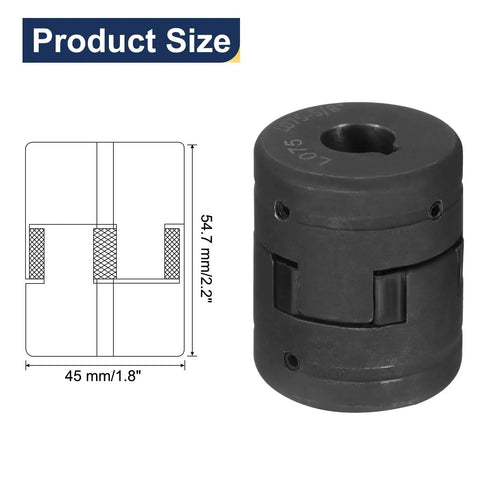 Flexible 1/2 to 5/8 inch L Jaw Coupling Set with Buna N NBR spider and HT250 steel body, dimensions 45 mm OD, 54.7 mm thick