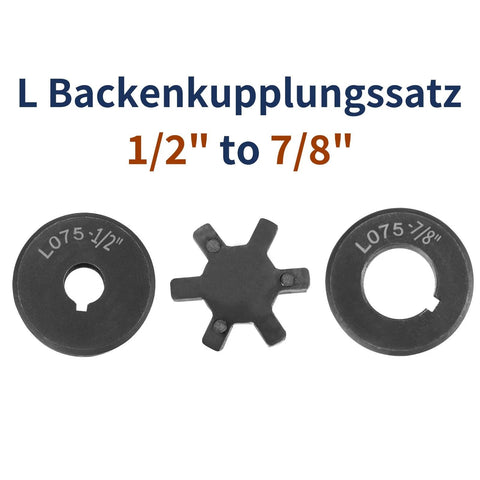 Flexible Three Piece L Jaw Coupling Set From One Half Inch To Seven Eighth Inch Bore With NBR Buna N Rubber Insert For Log Splitter