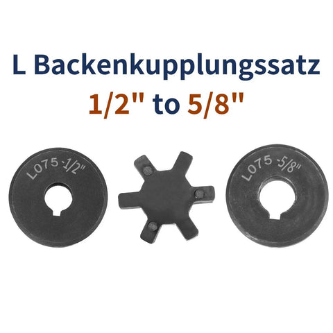 Flexible Three Piece L Jaw Coupling Set With Buna N Rubber Spider One Half Inch To Five Eighth Inch Bore for equipment