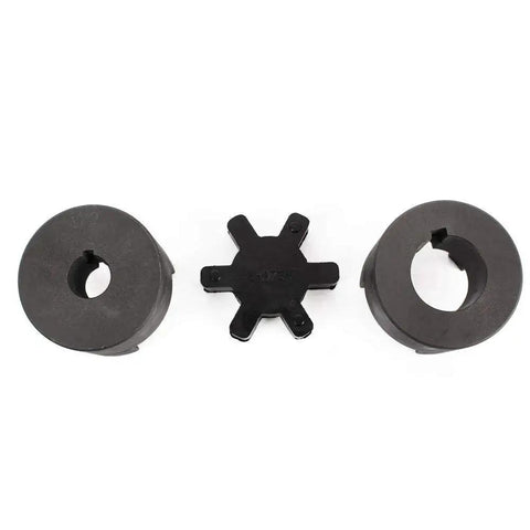 Flexible 3 piece L075 L-Jaw coupling set with Buna NBR spider for shaft misalignment in motion control and drive systems