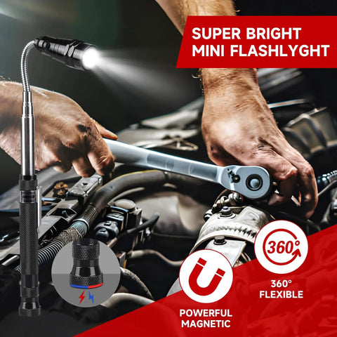 Effortlessly retrieve metal parts from tight spaces with this 5 piece telescoping magnetic pickup tool set shown in use.