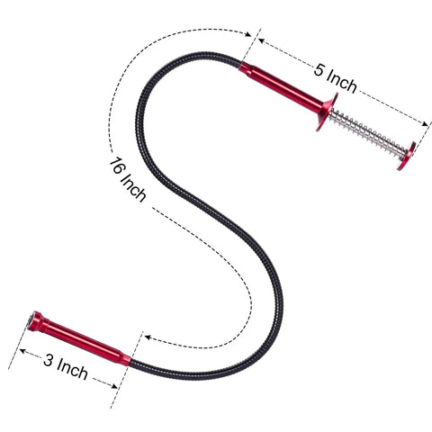 Bendable Flexible Magnetic Pickup Tool With Four Claws And A 24 Inch Reach, showing red shaft and spring-loaded claws.