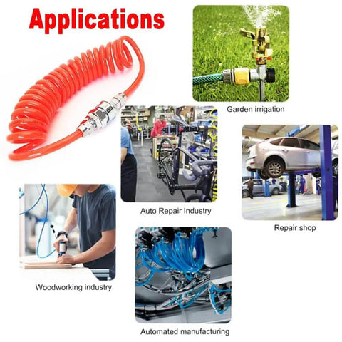 Flexible 6M PU Spring Tube Air Hose For Compressors With 5mm Inner Diameter And 8mm Outer Diameter Recoil Spiral Design Uses