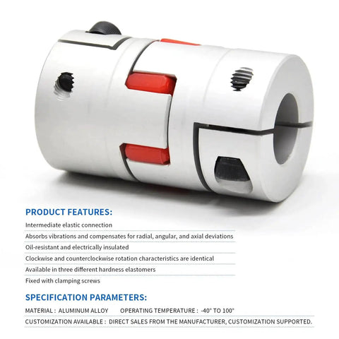 Close-up of Flexible Shaft Coupling 25mm Diameter, 30mm Length, Aluminum Alloy D25 L30 Bore 8 to 10mm for CNC and 3D Printers