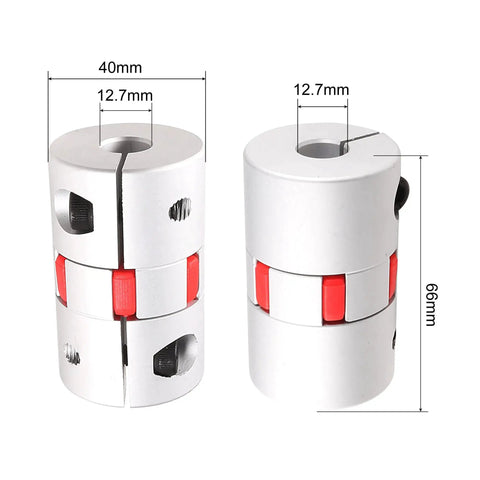 Flexible Shaft Coupling Half Inch To Half Inch Bore L66xD40 for servo stepped motor, side view showing dimensions 66x40mm