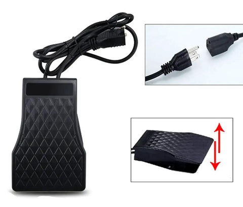 Foot pedal control for Flexible Shaft Grinder Carver Rotary Tool Set with Hanging Overhead Motor and 30 Piece Attachments.