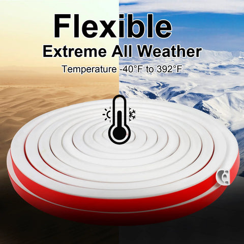 Amazon silicone door weather stripping coil, 19.7 ft, white with red backing, self-adhesive for doors and windows