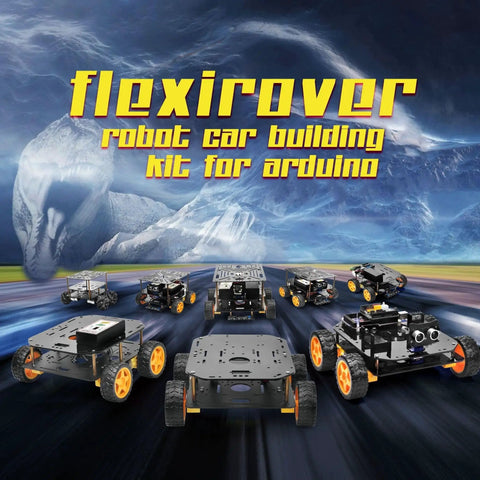 FlexiRover Arduino Building Kit With Customizable Robot Car Chassis And Four TT Motors And Wheels for experimentation