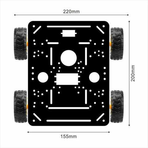 FlexiRover Arduino Building Kit With Customizable Robot Car Chassis And Four TT Motors And Wheels Top View