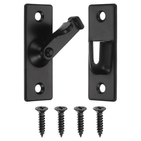 1 Pack Flip Gate Latch 2 4 Inch Stainless Steel Right Angle Slide Lock With Screws 90 Degree Latch for barn doors and gates, black finish