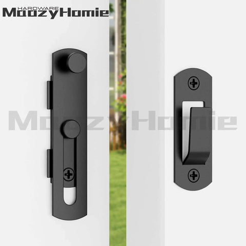 4 Inch Flip Gate Latch Set 180 Degree Barn Door Lock Latch Heavy Duty SUS304 Stainless Steel With Black Finish