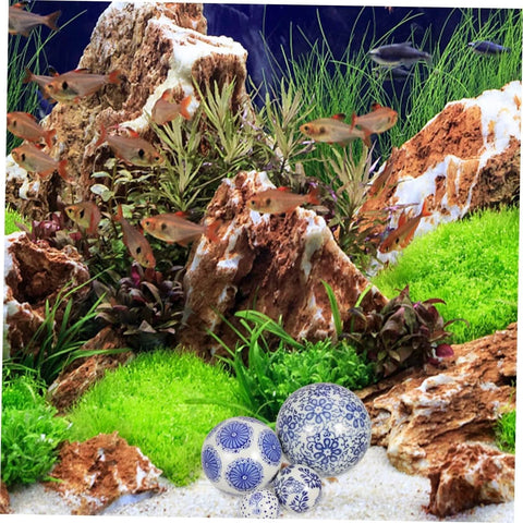 4pcs Floating Ceramic Balls Decorative Porcelain Orbs for Fish Tank Home Ornament and Pool Decor Hand-Painted Pattern and Stylish Decor