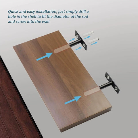 Floating Shelf Bracket Set 3-Inch Matte Black Steel Invisible Supports For DIY Shelving Rustproof Wall Mount Brackets with installation guide