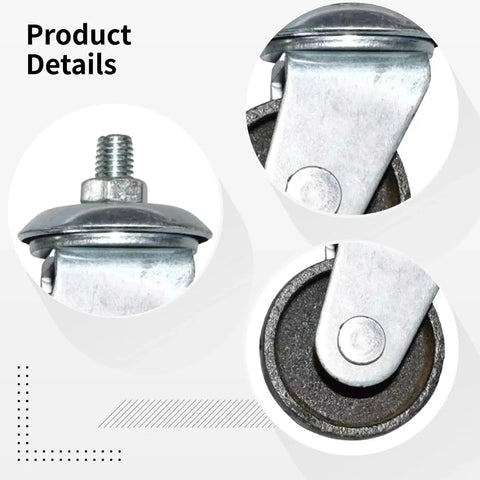 Close-up of 2 Pcs 3 Ton Floor Jack Replacement Caster Wheels Set With Double Pump Swivel Casters, 12mm Threaded Axles, 60mm wheels