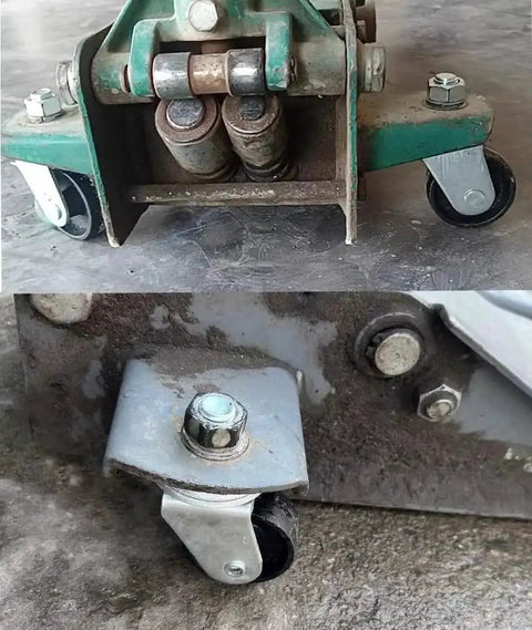 Floor Jack Casters For 3 Ton Jacks, Cast Iron Caster Wheels installed on a heavy-duty floor jack