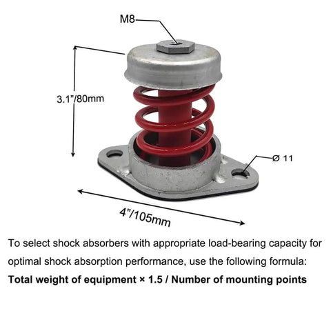 Heavy Duty Floor Mount Vibration Isolator For Industrial Machinery With 1 Inch Deflection Spring Damping Mounts Carbon Steel Construction With Rust Resistant Coating For Long Lasting Durability with red spring and base