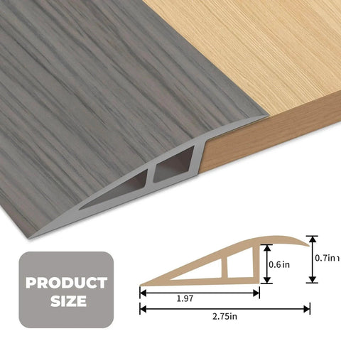 Floor Transition Strip Door Threshold 36 inch, 1/2'' ~ 3/5'' Threshold Ramps for Doorways, Vinyl-Transition Strip in Wood Grain Gray