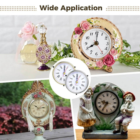 Decorative clocks with Roman numeral faces from DIY Clock Making Kit With 12 Resin Clock Components in Gold and Silver.
