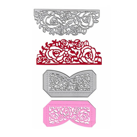 Metal Flower Wedding Invitation Border Die Cuts Set with Cutting Dies and Embossing Stencils Template for Card Making DIY Scrapbooking