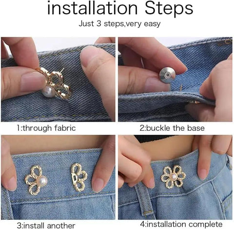 Flower Jeans Button Sets Ten Pcs Adjustable Waist Tighteners Buckles No Sew No Tools Detachable Decorative Jeans Buttons Pins