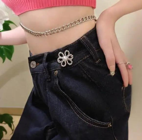 Flower Jeans Button Sets Ten Pcs Adjustable Waist Tighteners Buckles No Sew No Tools Detachable Decorative Jeans Buttons Pins