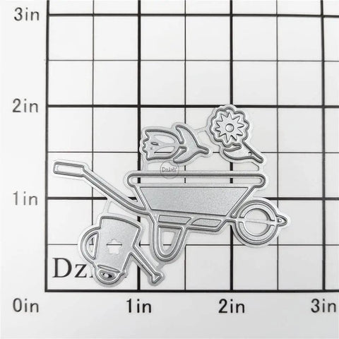 Cute Flower Trailer Die Set For Card Making And Scrapbooking Metal Cutting Dies for embossing and die cuts with flower and watering can design.