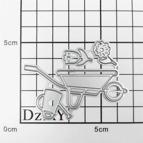 Cute Flower Trailer Die Set For Card Making And Scrapbooking Metal Cutting Dies and flowers on grid paper.