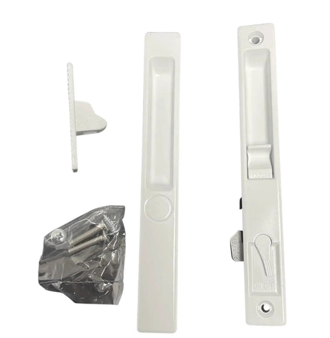 Sliding Glass Patio Door Handle Set Flush Mount Non Keyed For Replacement And Repair With Six And Five Eighths Inch Hole Centers