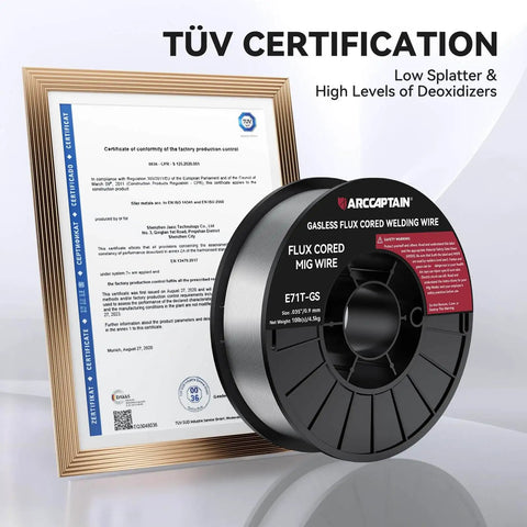 Low Splatter.035 Flux Core MIG Wire E71T-GS No Gas Needed for Easy T Joints with TUV certification and wire reel