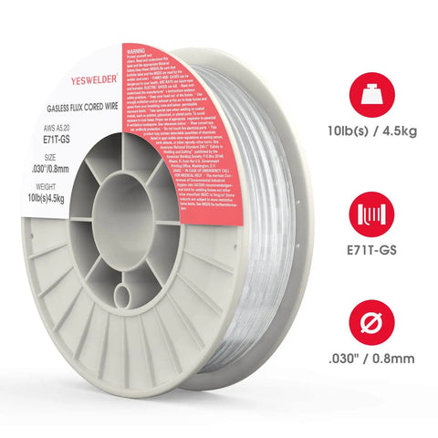 Flux Core MIG Wire for Gasless Welding E71T-GS 0.030 Inch Diameter 10 Pound ABS Spool by YesWelder