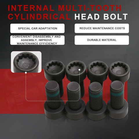 Flywheel Bolts Set Compatible with Audi A1 A3 A4 A5 A6 Q2 Q3 VW Golf Passat Tiguan Transporter 1.8/2.0T showcasing multi-tooth head design