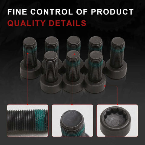 Close-up view of Flywheel Bolts Set Compatible with Audi A1 A3 A4 A5 A6 Q2 Q3 VW Golf Passat Tiguan Transporter 1.8/2.0T, showing thread details.