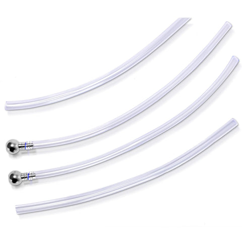 Clear foam cannon straw tubes, 9-inch length, stainless steel fittings; 4-piece set.