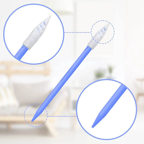 Pro Grade Foam Cleaning Swabs Kit With Four Precision Head Shapes For Cleanrooms And Lab Surfaces, 100 Count, blue precision tip