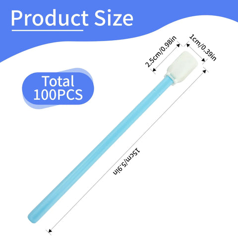 Lint Free 5.9 Inch Foam Cleaning Swabs Pro Grade For Lab Printers Inkjet DX Printheads Optical Lenses Sensors Cameras And Gun Cleaning - 100 Count Pack dimensions
