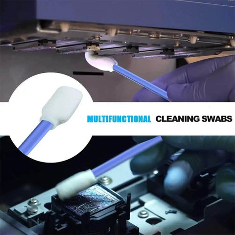 Pro Grade Foam Cleaning Swabs Kit With Four Precision Head Shapes for Cleanrooms and Lab Surfaces, 100 count, usage example.