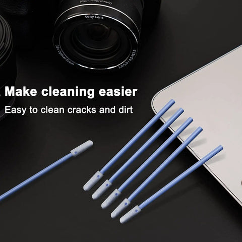 Pro Grade Foam Cleaning Swabs Kit With Four Precision Head Shapes For Cleanrooms And Lab Surfaces, 100 Count, on black background