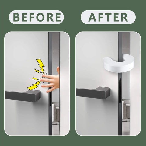 Before and after using Six Pack Door Finger Pinch Guard Set For Open Doors Anti Slam Foam Stopper Keeps Doors Open Prevents Finger Pinching Baby Proofing For Toddlers Cats And Pets Safe Easy To Install on a door