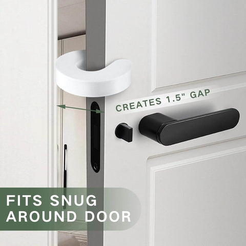 Six Pack Door Finger Pinch Guard Set For Open Doors Anti Slam Foam Stopper installed on door creating 1.5 inch gap