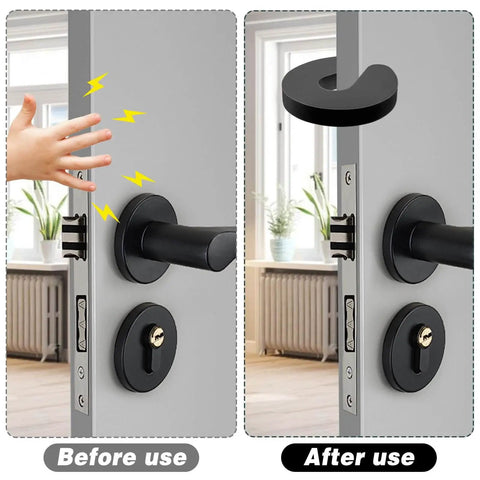 Six Pack Baby Door Pinch Guards for Finger Protection, Slam Prevention, and Kid Safe Pet Room Safety installed on door